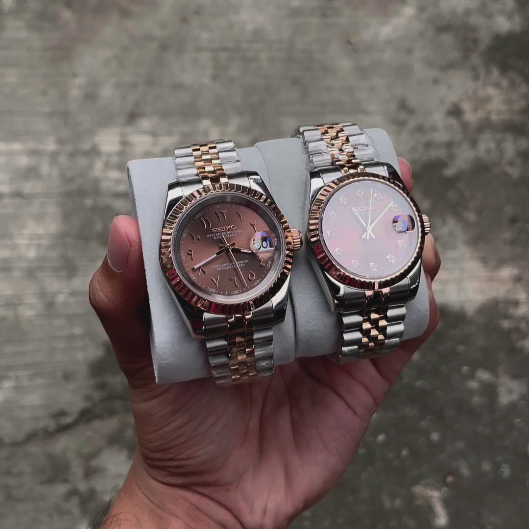 SEIKOJUST CHOCOLATE ROSE GOLD ARABIC