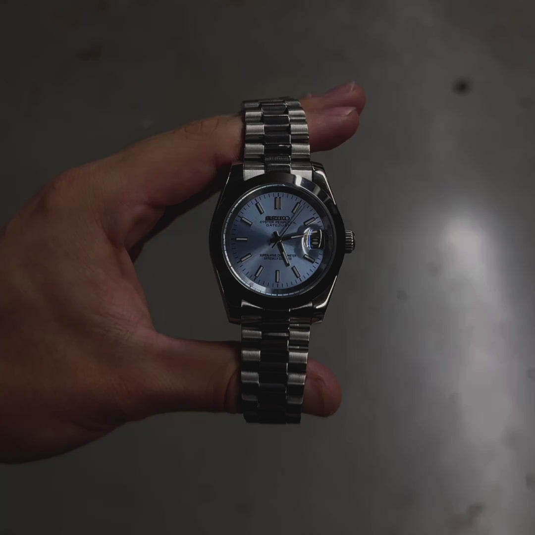 Oyster Perpetual Light Blue video on wrist